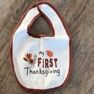 Carter's White and Brown My First Thanksgiving Bib